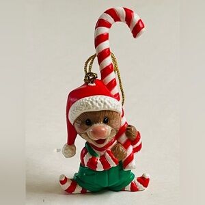 Suzy Spafford Monkey Christmas Ornament Candy Cane Santa Holiday Stocking Stuff